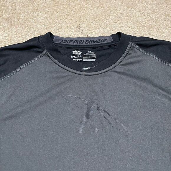 Nike Pro Combat DRI-FIT Ken Griffey Jr Swingman Raglan Large Gray Black Fitted - Picture 3 of 10